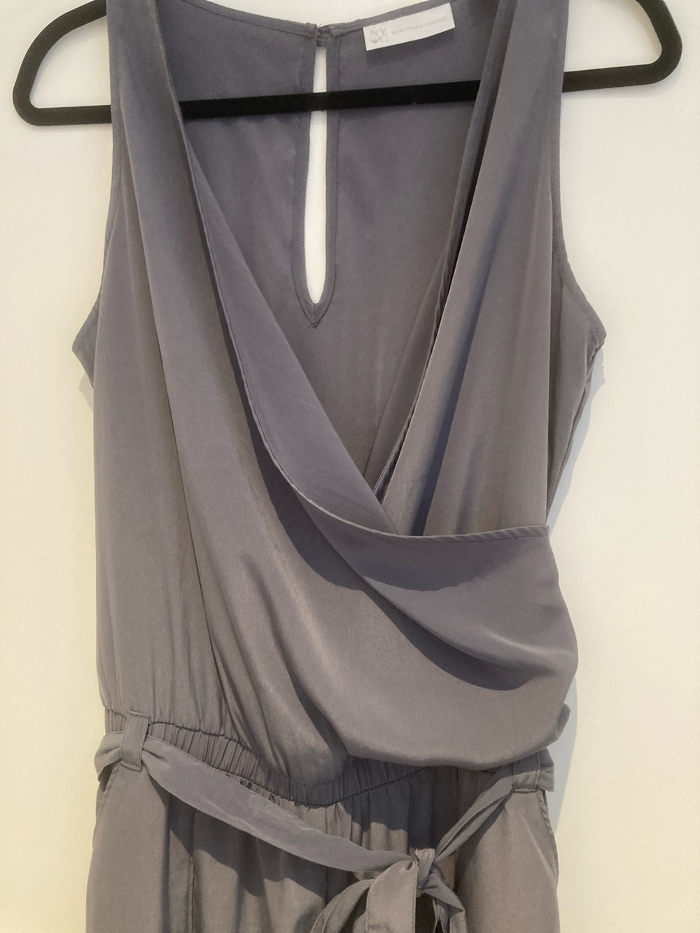 New York & Company Gray Sleeveless Draped Jumpsuit - Picture 6 of 7